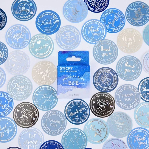 Thank You Stickers Decorative Stickers Sealing Stickers Stationery Blue Stickers - Picture 2 of 5