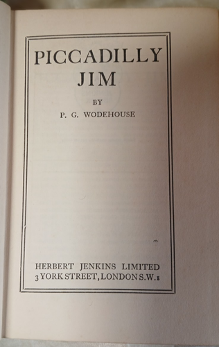 P. G. Wodehouse "Piccadilly Jim" Herbert Jenkins c1940's Hardback w/FDJ - Picture 9 of 11