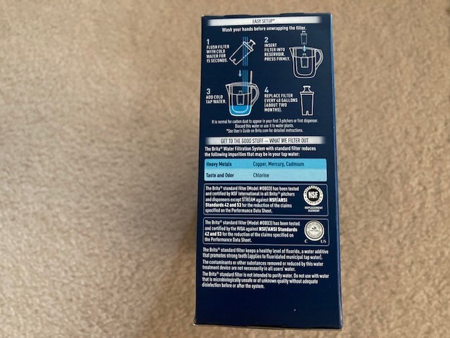 NEW BRITA Water Pitcher Standard Replacement Filters Model OB03 5 PACK