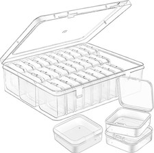 31-Slot Clear Plastic Bead Organizer Box with Hinged Lids - Portable Craft Stora
