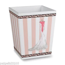 Essential Home Hollywood Glam Wood Wastebasket - Pink 