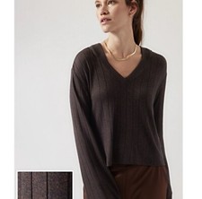 Athleta Harmony Pose Hoodie Pullover Sweater Dark Mahogany Heather Sz S NWT