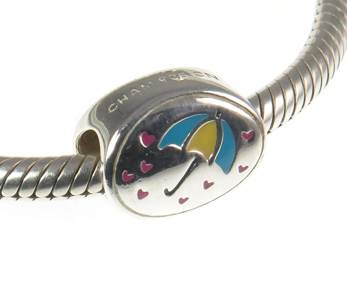 Chamilia 925 silver enamel SHOWERED WITH LOVE charm bead hearts romance