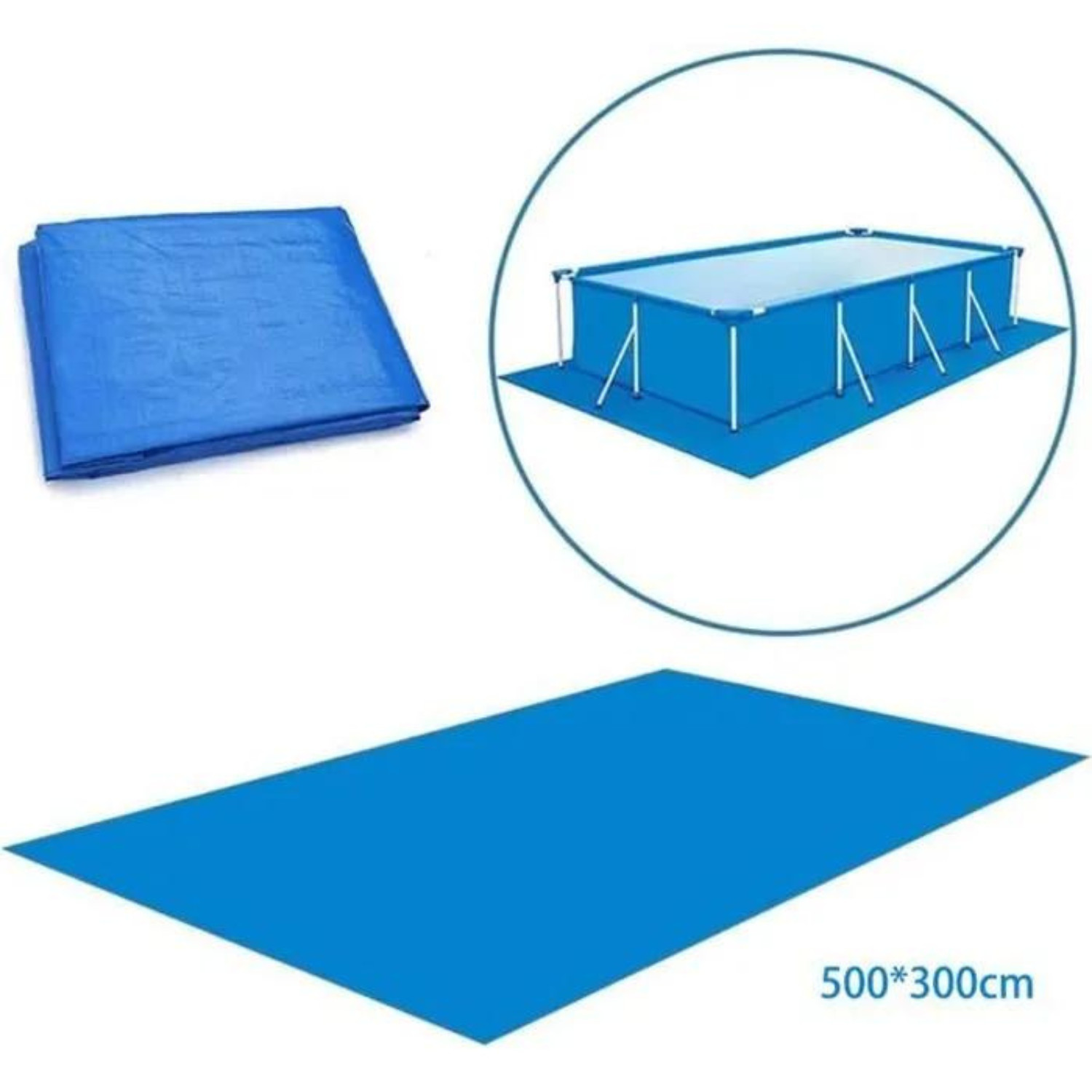 Tapis de sol piscine rectangulaire étanche et anti-perforation en PE