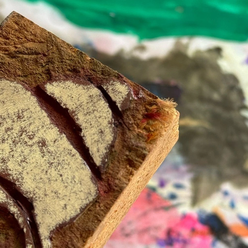 Vintage Hand Carved Speedball 2x3 Conch Seashell Wood Block Printing Stamp - Image 3 of 3