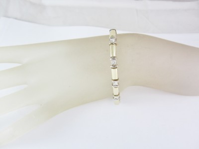 ESTATE 14K TWO-TONE GOLD LINE STYLE DIAMOND BRACELET 1.56CT APPRAISED $5,256.00