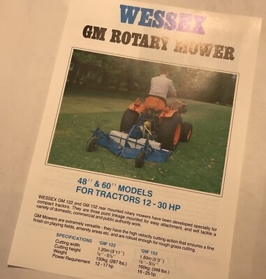 WESSEX GM Kreiselmäher Original 80er Jahre Vintage Verkaufsprospekt