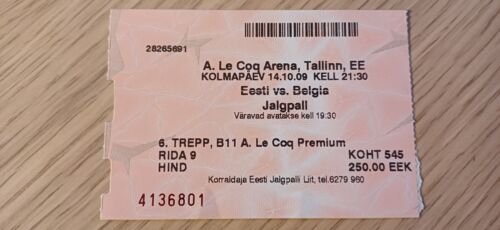 Ticket 2009 Estonia vs. Belgium World Cup Qualifier - Photo 1/2