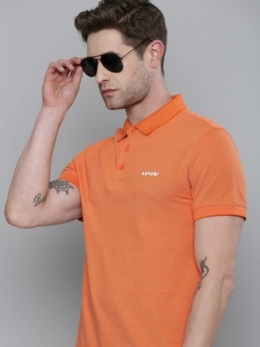 Levis Men Orange Printed Polo Collar 