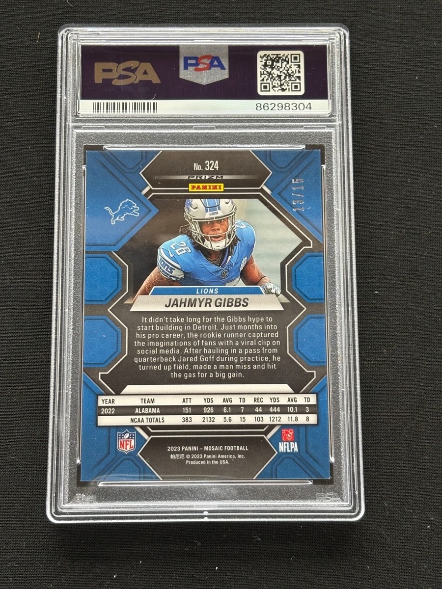 Jahmyr Gibbs 2023 Mosaic Blue Fluorescent SSP Rookie 13/15 Detroit