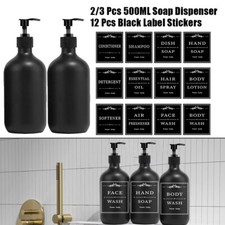 2/3Pcs 500ml Pump Lotion Bottles Empty Soap Dispenser Refillable With 12 Labels