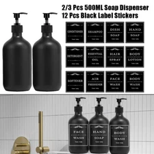 2/3Pcs 500ml Pump Lotion Bottles Empty Soap Dispenser Refillable With 12 Labels