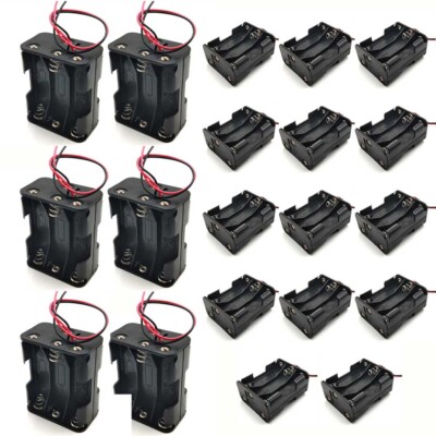 20PCS Six/6X AA DIY Battery Holder Case Box Base 9V Volt Mount w/Bare Wire Ends