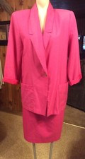 Sag Harbor Raspberry Polyester Skirt And One Button Jacket Size 12