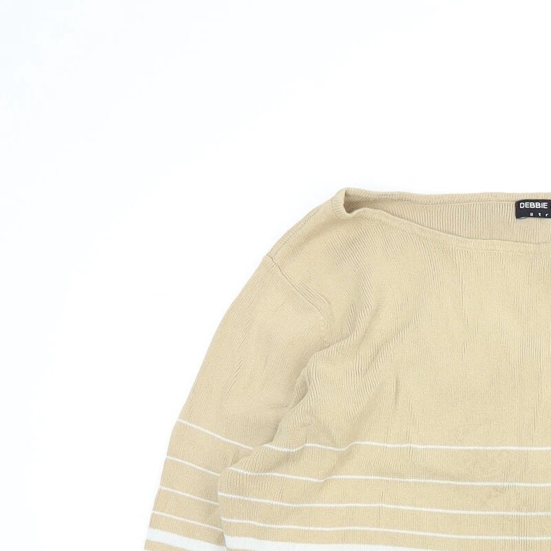 Suéter de viscosa marrón cuello redondo a rayas Debbie Morgan talla M Foto 3 de 4