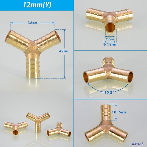 Brass T Piece Y Piece 4 WAY Joiner Fuel Hose Joiner Tee Connector Air Water Gas - Picture 17 of 30