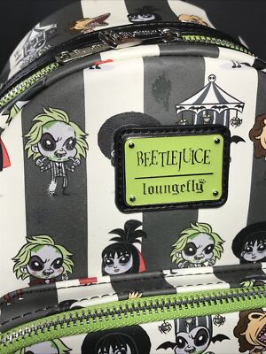 Loungefly Beetlejuice Striped Chibi Characters Mini Backpack  display picture 2