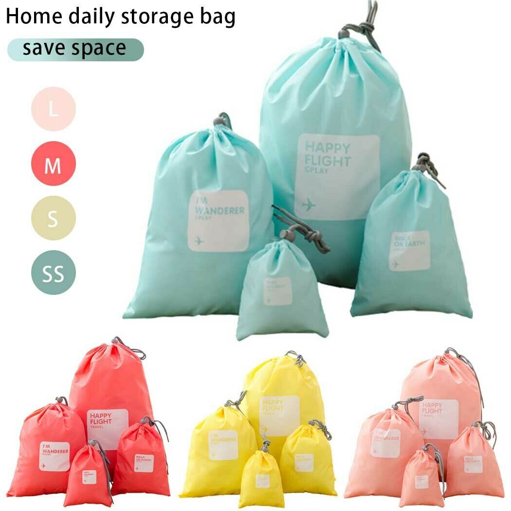 4PCS Travel Pouch Laundry Shoe Portable Tote Drawstring Storage