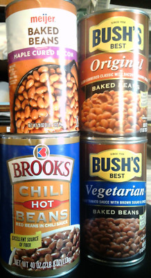 LOT of 4 Baked Beans/Chili Hot Beans (28 or 40oz each) BEST BY 7/26, 10/26, 1/27