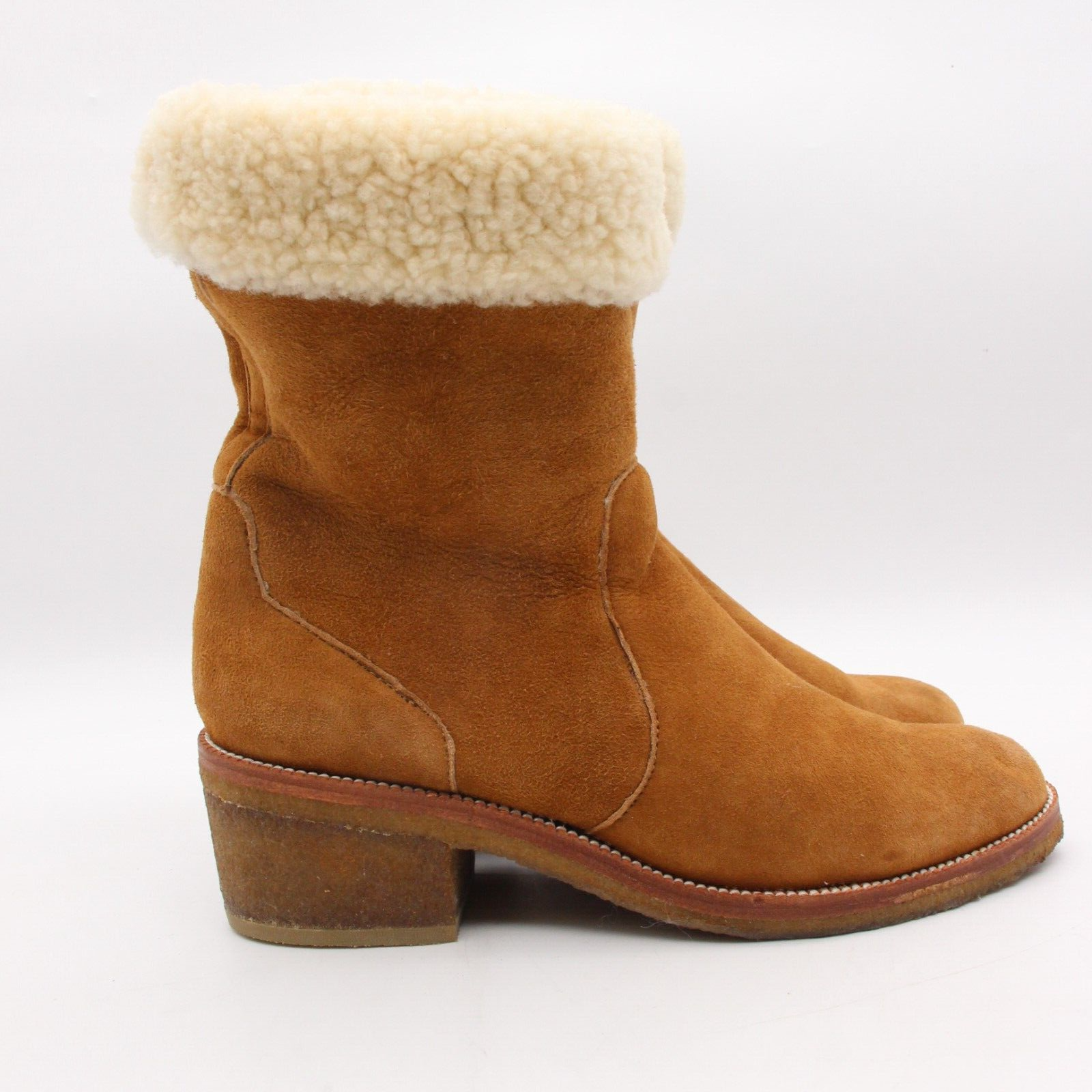 SAOLA Stivaletti Coach Patsy donna taglia 9 B scamosciati castagno tacco pile suola crepe