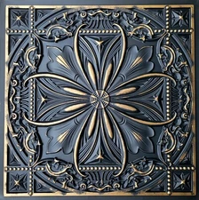 Faux tin ceiling tiles - TD10 Black Gold - Lot of 10 glue up/ drop in ~40 sq.ft