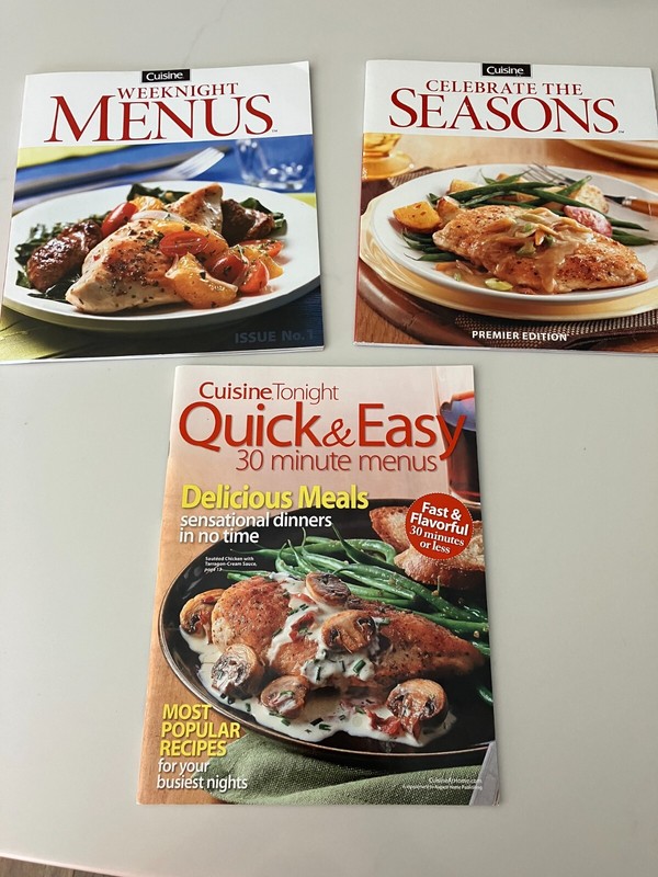 Cuisine Tonight Weekend Menus and Celebrate the Seasons Cooking Magazines Lot 3