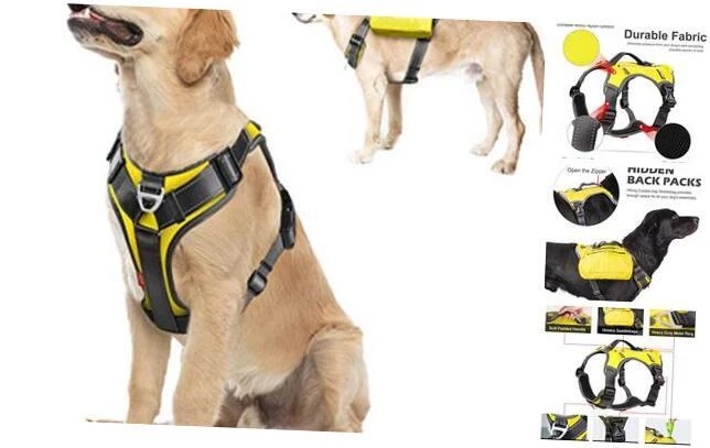 Dog Harness, Multi-Functional No Large (Neck:18"-26";Chest:27"-34") Yellow