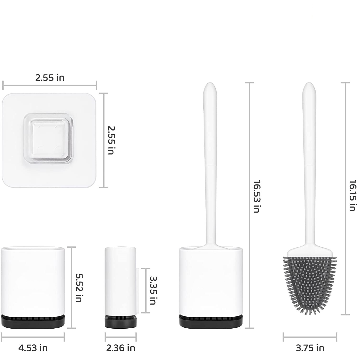 Silicone Toilet Brush Set & Holder Hygienic Bathroom Floor or Wall