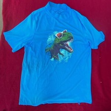 Boy's 18-20H Lands' End Rash Guard Swim Shirt Dinosaur Graphic XL
