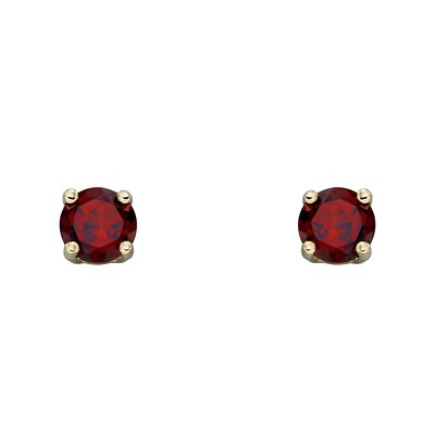 Natürlicher Granat Januar Ohrstecker 9 kt Gelbgold 375 gepunzt British Made