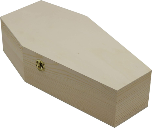 Large 12 Inch Halloween Coffin Box, Fillable Hinged Box for Halloween Décor, Par - Picture 1 of 12