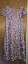 Women's Mother of The Groom Dress Long Rosette with Short Sleeves