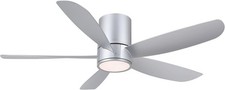 Large 52 in Ceiling Fan Indoor - Quiet DC Motor, Remote Control - Silver