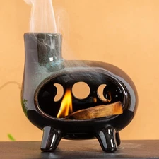 MOUGIGI Handcrafted Ceramic Palo Santo Holder Burner with Green Glaze - Moder...