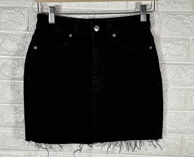 Bershka Denim Womens Jean Shirt Size 2 Black Denim High Rise