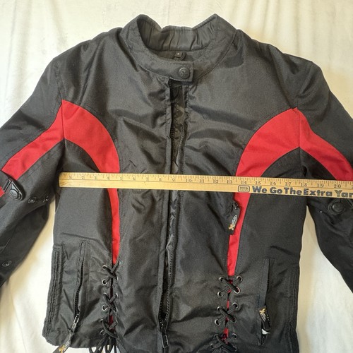 Chaqueta de motocicleta Xelement para mujer grande acolchada blindada equipo de motocicleta roja negra - Imagen 8 de 9