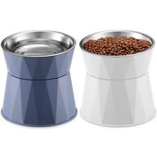 Cat Feeder, 2 Pcs Elevated Stainless Steel Bowls with Adjustable Raised Stand...
