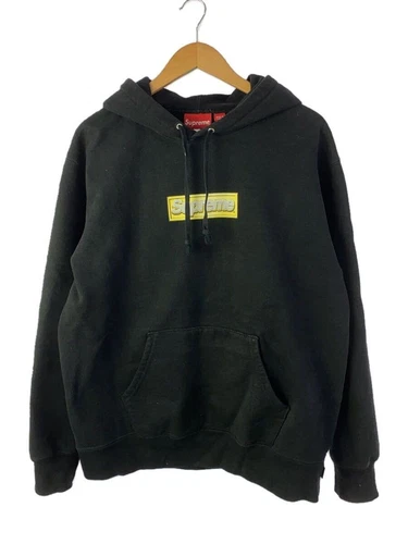 Felpa Supreme con cappuccio M cotone stampa nera usata