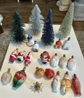 Lot of Vintage Milk Glass Figural Xmas Light Bulb, Xmas Trees, & Matchless Star