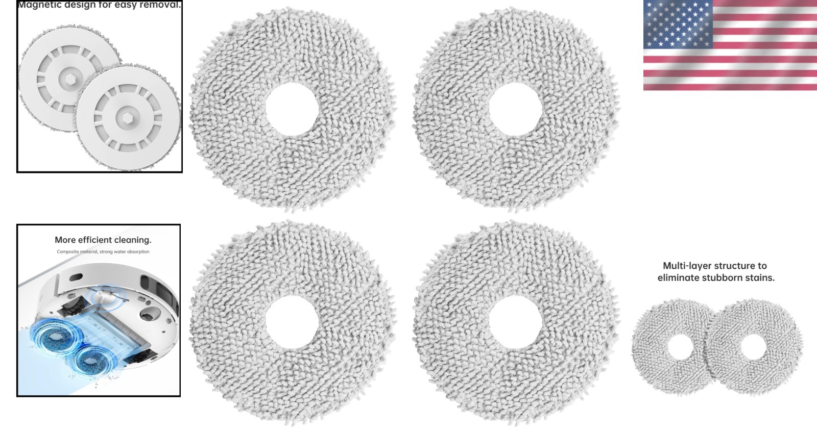 4-Pack Washable Mop Pads for Dreame Tech X Series - Efficient Cleaning Solution