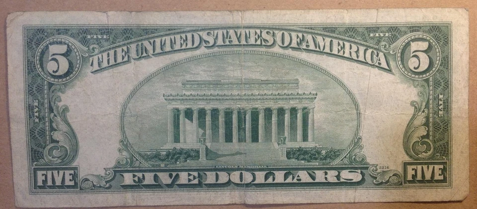 Circulated US Currency 1953 $5 United States Note Red Seal Banknote A80076518A - Image 2 of 2