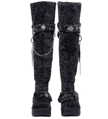 Crocs  T-Pain Unfurgettable Leopard Knee High Boots Womens 9 Croctober Fan Labho