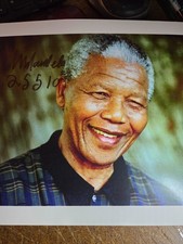 Nelson Mandela signed 8x10 Color Photo South African President coa/hologram