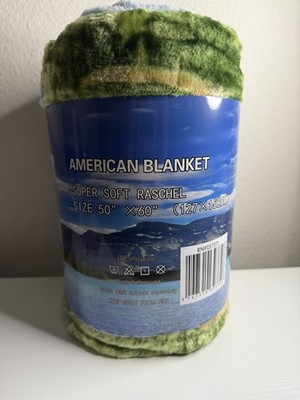 Brand New Soft Blanket With Eagle Landscape Design 50  By 60 