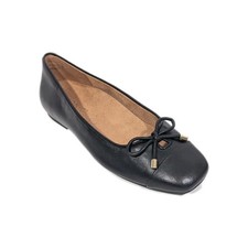 Vionic Klara Ballet Flat sz 6.5 Women Black Leather Slip on NEW Square Toe Bow
