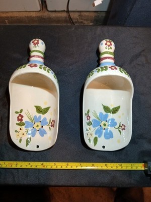 Pair of Vintage California Cleminson Hand Painted wall pockets