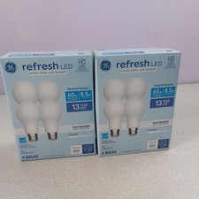 Lot 8 GE LED Light Bulb Refresh 8.5W 60W A19 Base 93122568 Daylight 800Lu NEW