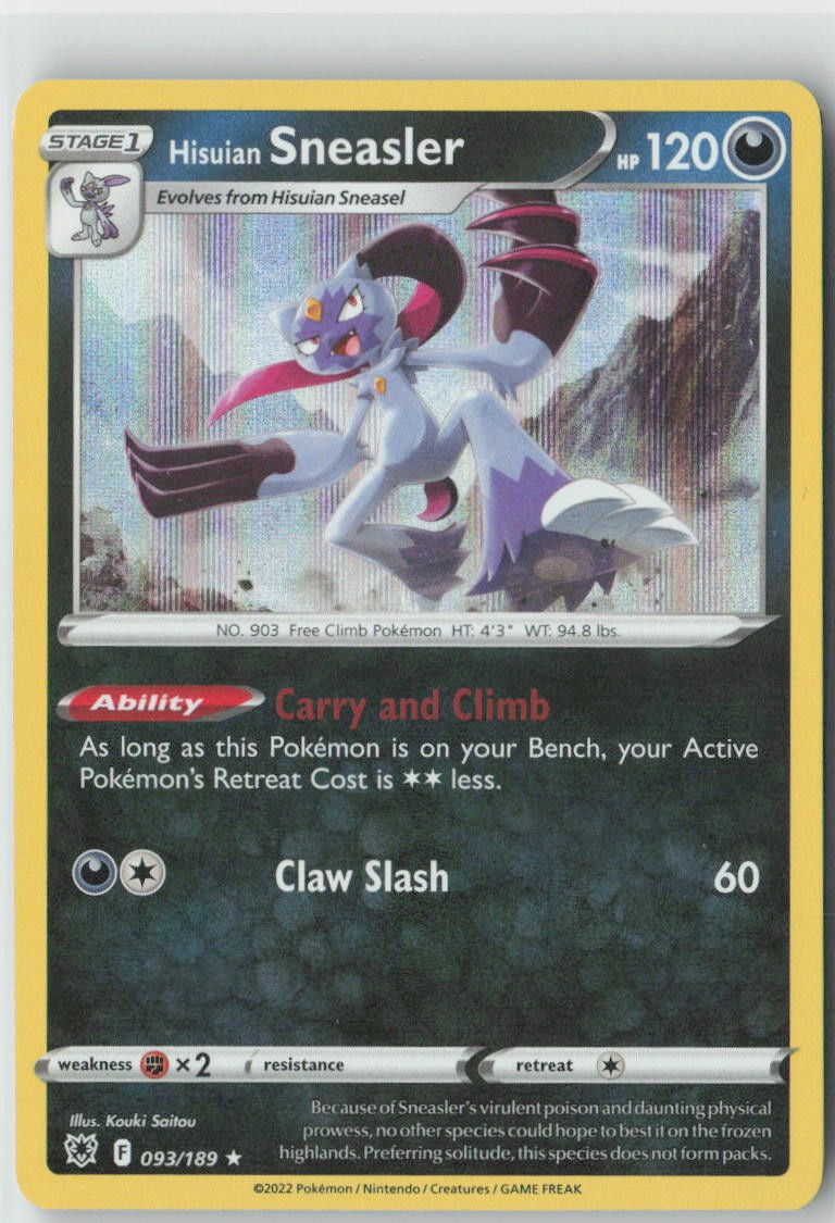Hisuian Sneasler 093/189 Holo Rare Astral Radiance Pokemon Near Mint