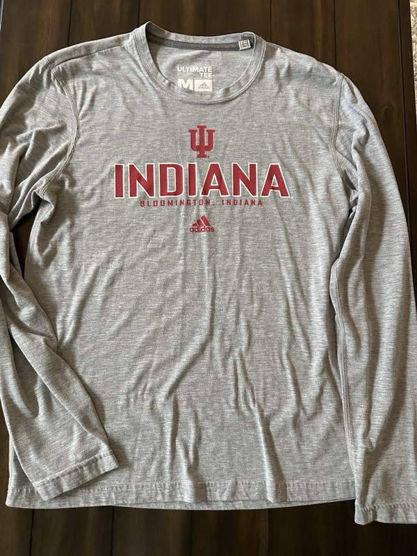 adidas Ultimate Tee Men's Indiana Hoosiers Gray Long Sleeve Tee Size M