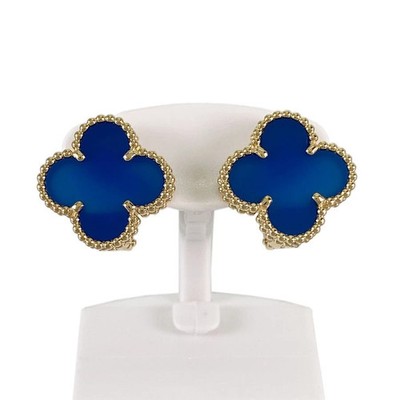 Van Cleef & Arpels Vintage Alhambra Yellow gold Agate  Earring